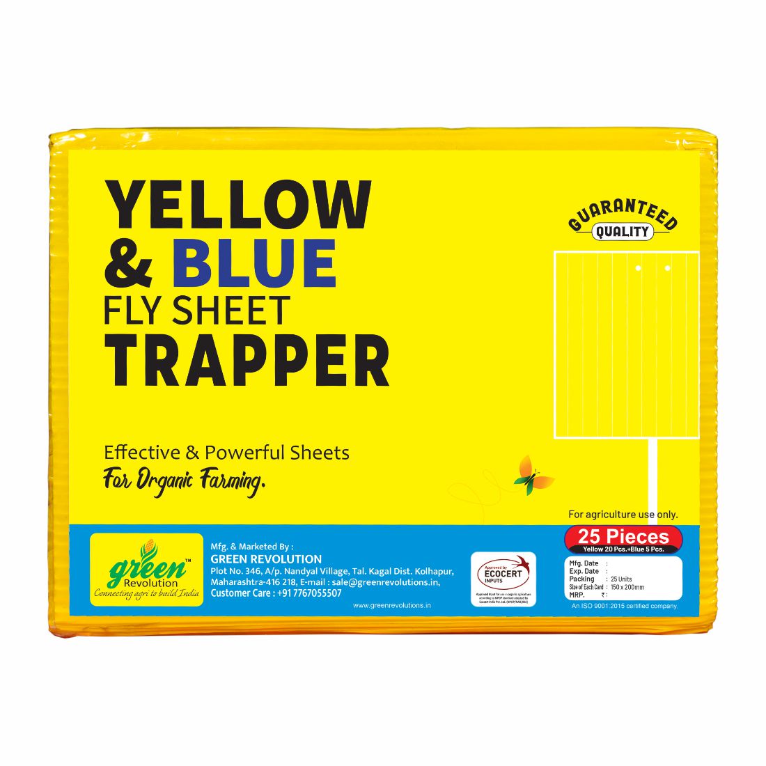 Eco Yellow/Blue mix Sticky Trap size A5,150mm*200mm pack of 4 - 100 Pieces