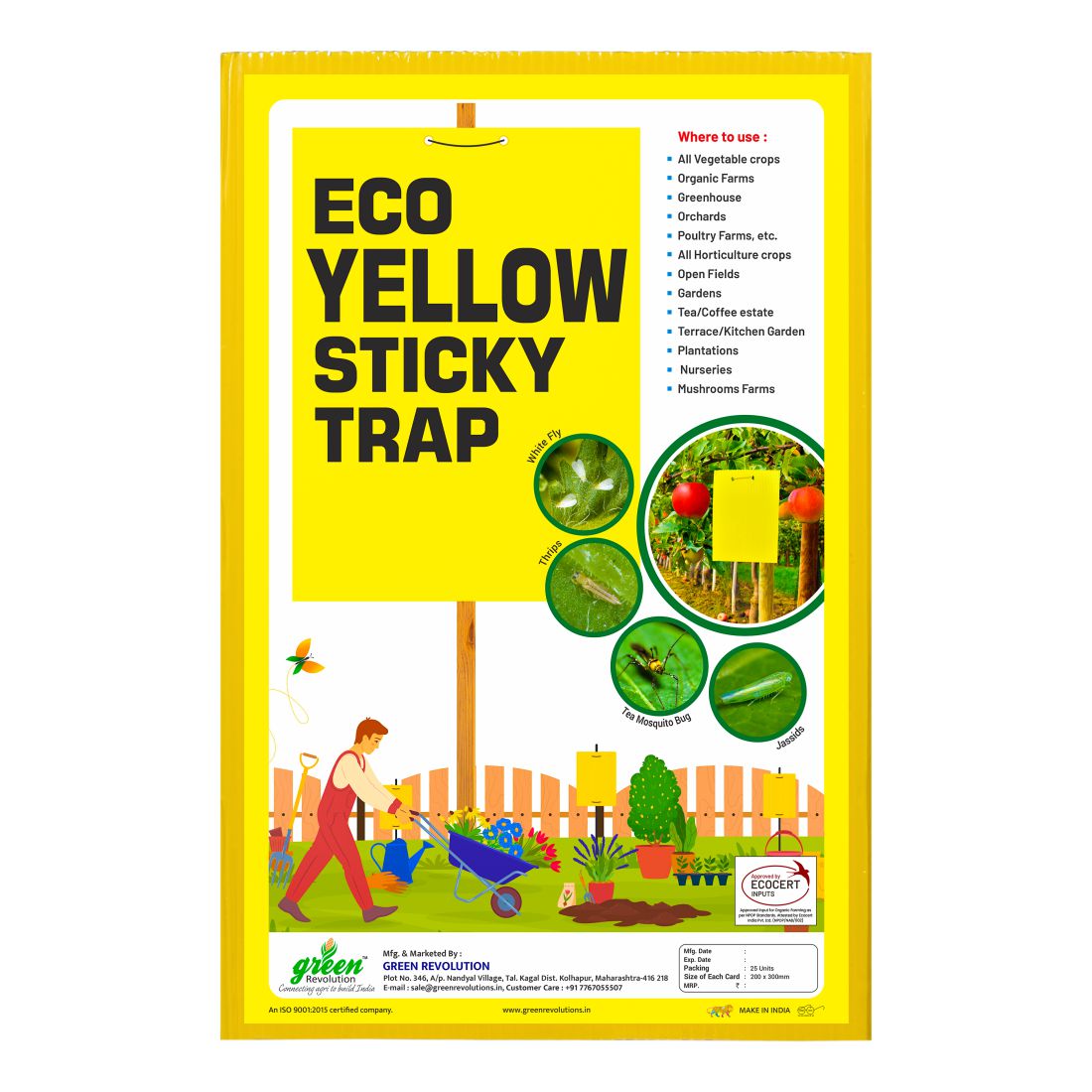 Eco Yellow Sticky Trap size A4,200mm*300mm Pack of 4 - 100 pieces