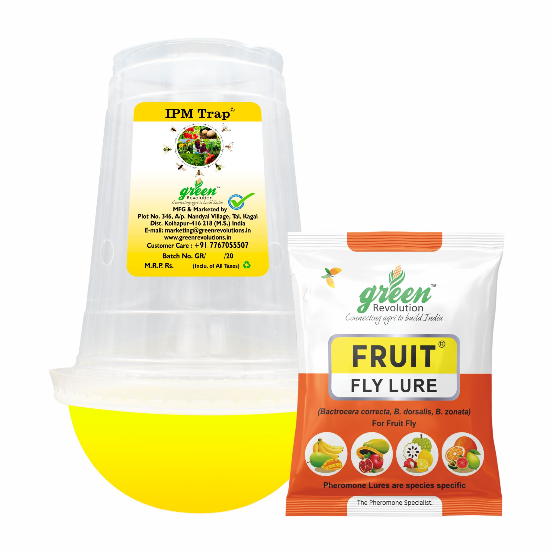 IPM Trap With Fruit Fly Lure ( Pack of 10 ) - Green Revolution
