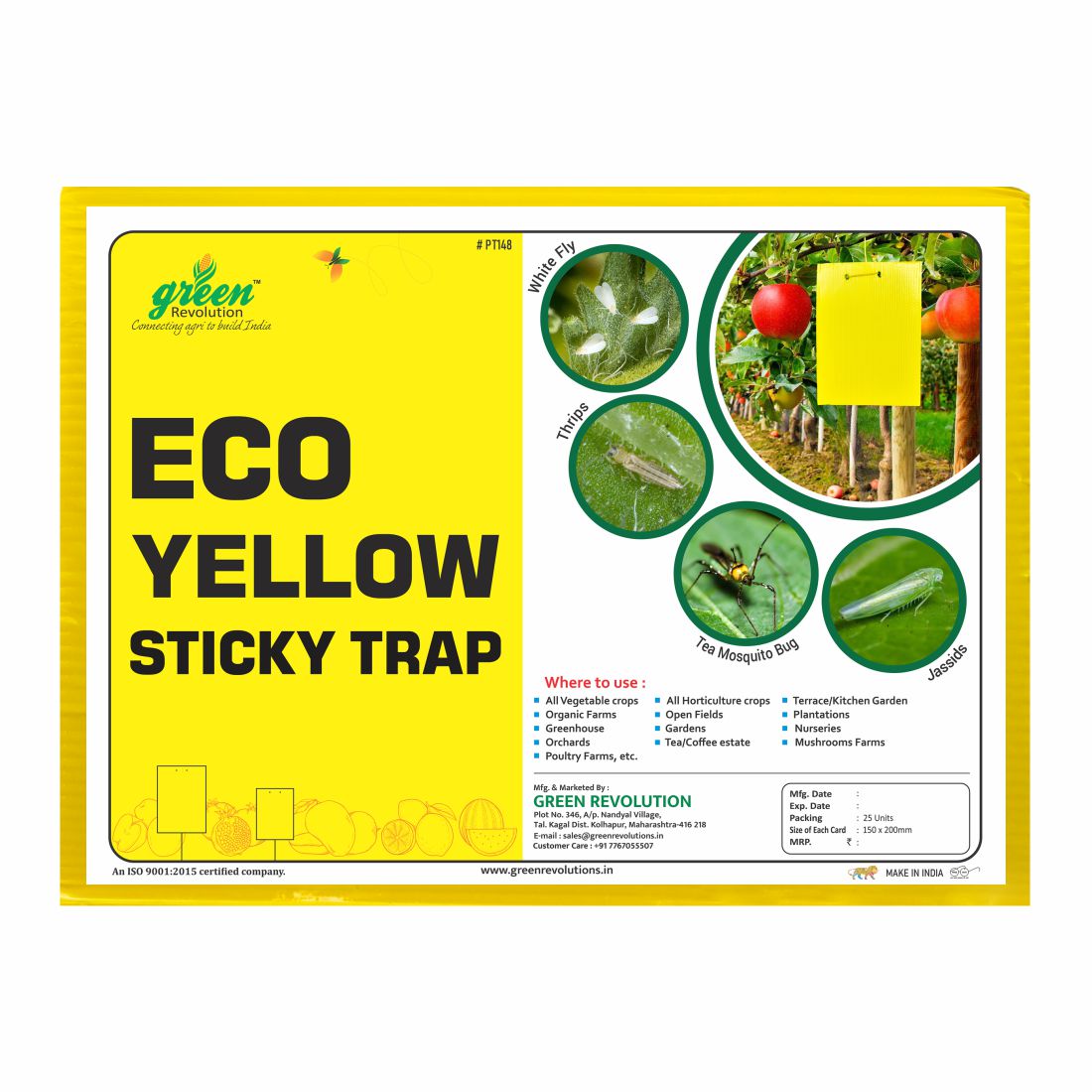 Eco Yellow Sticky Trap Size A5, 150mm*200mm pack of 4 - 100 pieces